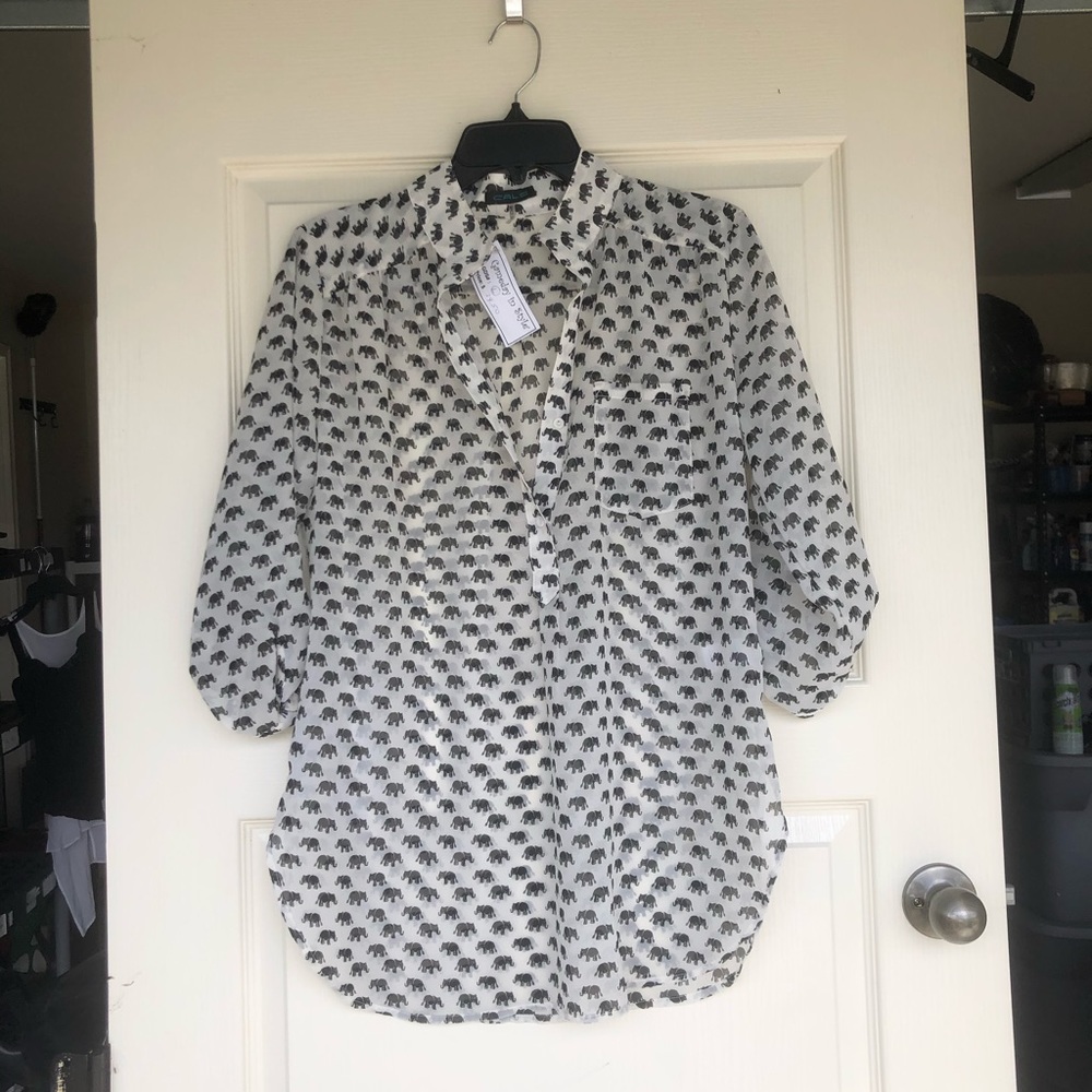 Elephant Print Button Down